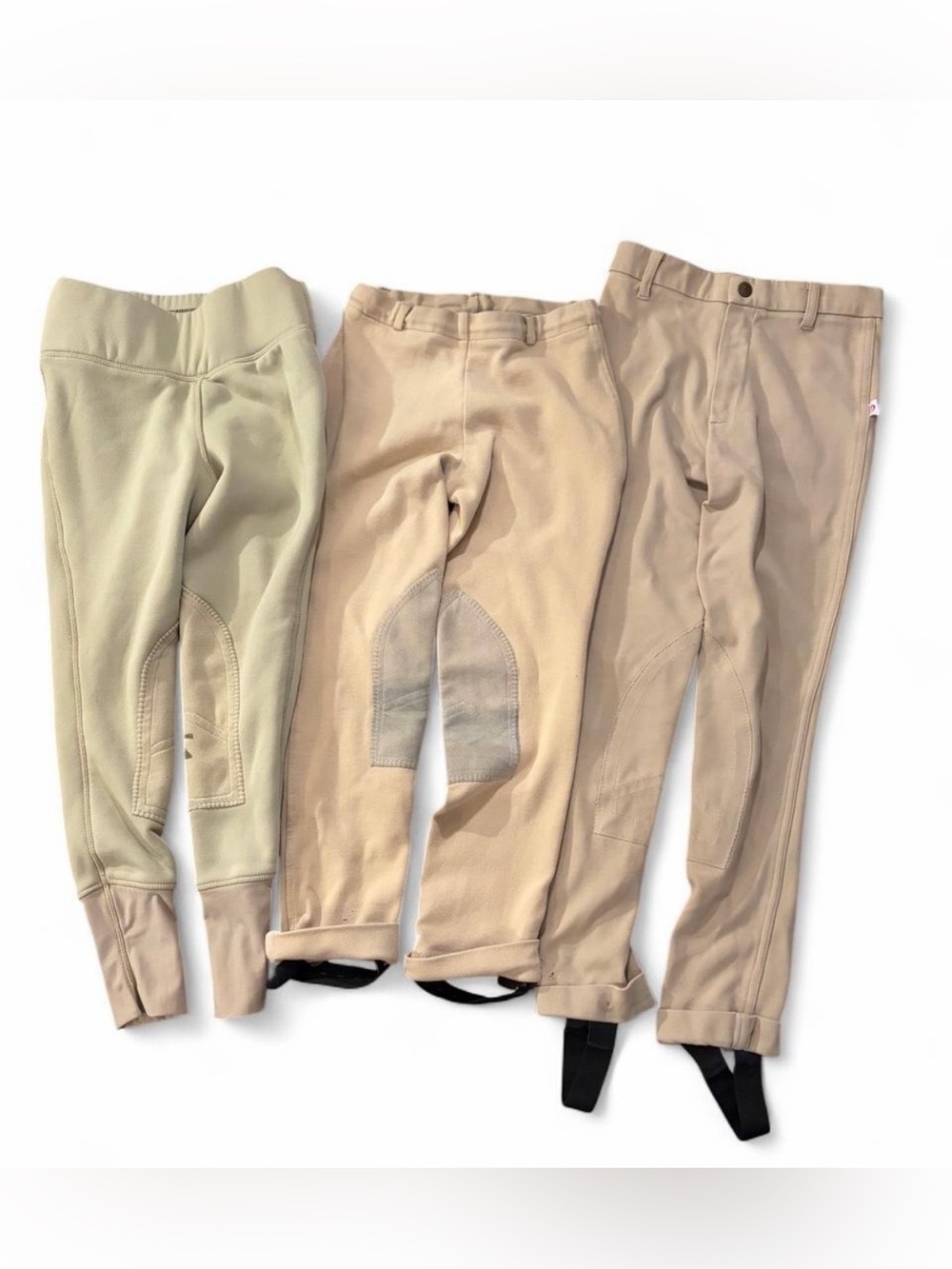 3 pairs of kids Sz. 10 riding pants Cotton & spandex blend.